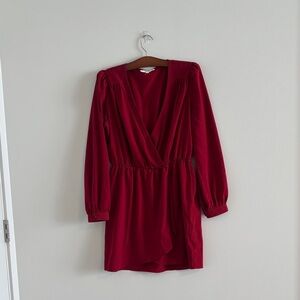 Honey Belle Deep Red Wrap Long Sleeve Dress